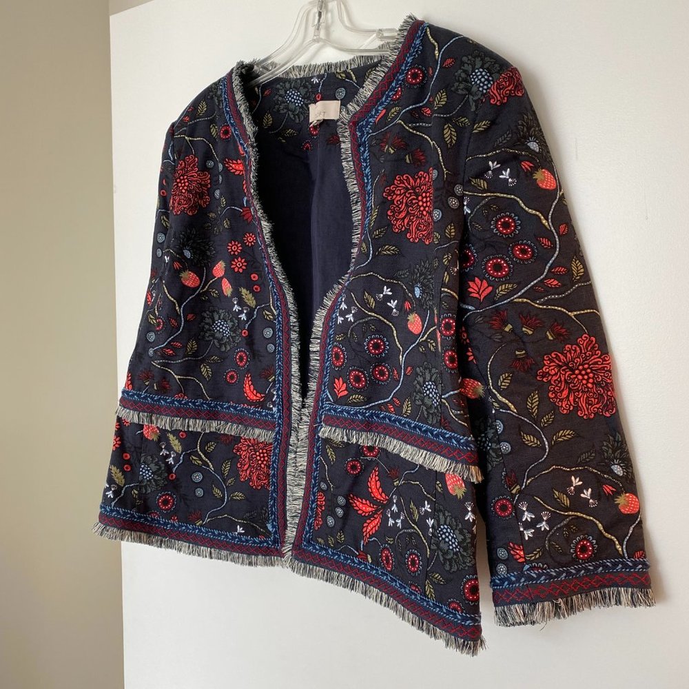 Loft PLUS Navy Embroidered Blazer - 14